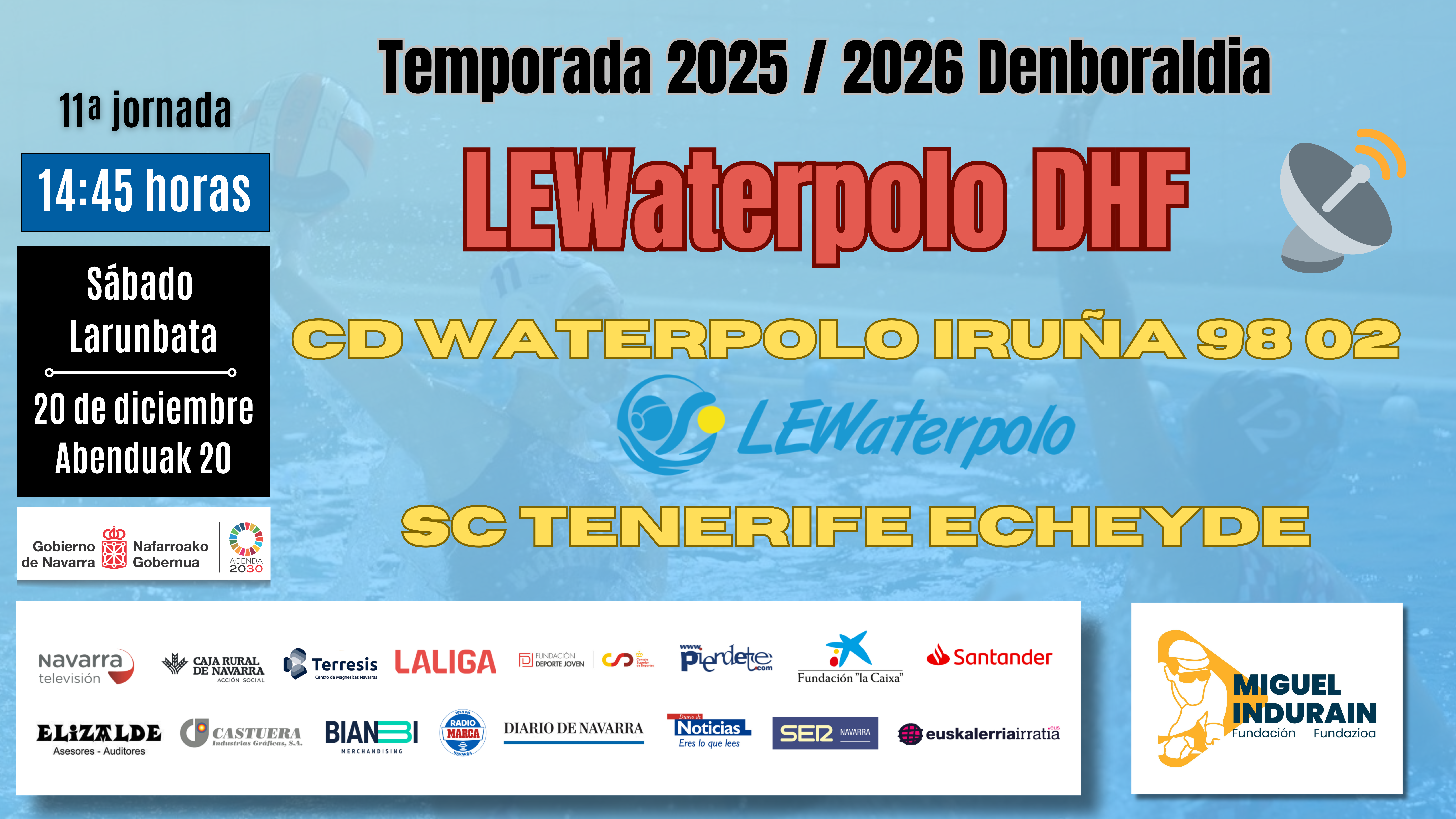 Waterpolo en directo: Iru&ntilde;a 98 02 vs Tenerife Echeyde
